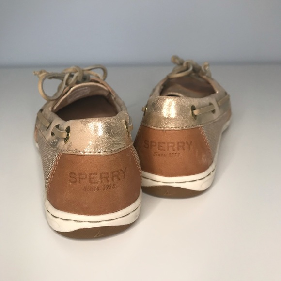NEW Sperry Firefish Metallic Linen Gold Boat Shoes - Picture 5 of 6